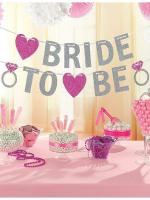 My Party Suppliers Original Bride to Be Banner High Quality Glitter Paper Silver Rose Pink Heart Ring Hen Wedding Bridal