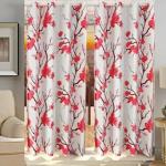 Sehbhagi Smartbuy Red Polyester Printed Semi Transparent Door Curtain, 7 Ft (Pack Of 2)