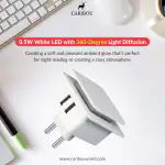 CARIBOU CBU-13 Night Lamp with USB Polycarbonate Charger Touch Night Lamp | 2 USB Ports with 05W Bedside Light | Pack of 1 (White)