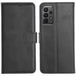 Orosky Samsung A23 Flip Cover Case | Hand Stitched | Shockpooof | Wallet Style Leather Flip Back Cover for Samsung Galaxy A23 (Black)