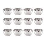 NEELAM Stainless Steel 5.5 18G JK Vati, Silver, Set of 12 Stainless Steel Vegetable Bowl (Silver, Pack of 12)