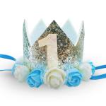 Party Propz Blue First Birthday Crown Number 1 Headband Little Prince Cake Smash Photo Prop