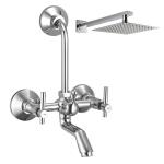 ZAP Brass TRM Series Wall Mixer with Overhead Shower System Set and 125 mm Long Bend Pipe