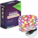MANSAA M16 USB LED String Light | 15 Meter 150 LEDs | Multicolor Automatic Blinking | USB Operated | Home Decor LED Light