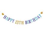 Festiko Colourful Glitter Happy 13Th Birthday Banner Bunting Garland For 13Th Birthday Party, Sweet 13, Hello 13, 13 Years Old Birthday Party Decorations