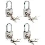 Harrison Padlocks/Square Padlock 60mm 12 Pin with 3 Computerised Keys CX-3000-0557 Pack of 4/ Mild Steel Material/Stainless Steel Finish/Door Lock, Shutter Lock, Godown Lock, gate Lock
