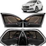 Kingsway Car Magnetic Sun Shades Curtains for Fiat Punto Evo, Model Year : 2012 - 2019, Zips in Front Window, Color : Black, Cotton Mesh, Complete Set of 4 Piece