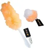 Lonekart Pp Handle, Loofah For Bathing Peach (Pack of 2 )