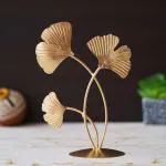 Webelkart Premium Iron 3 Leaf Shape Decoration Table Stand for Home and Living Room Decor - (7.8 inches, Gold)- Decorative Items for Home Decor