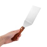 KitchenFest Professional Spatula, Steel Flipper Scraper Pancake Turner With Wooden Handle, 11 Inch