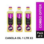 Oreal 3L Cold Press Canola Oil | Healthiest Cooking Oil | Rich in Omega-3 and Omega-6 | Improve Metabolisms & Keeps Active | Preservative Free & Suitable for all Ages | 1L Pack of 3