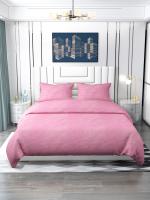 Nendle Baby Pink Solid Fleece Warm Bedsheet for Double Bedsheet with 2 Pillow Cover (90 by 100 Inches)
