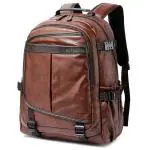 Fur Jaden BM80 Brown Faux Leather Premium Laptop Backpack for Unisex, 32L