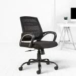 CELLBELL C106 Medium Back Mesh Office Chair/Study Chair/Revolving Chair/Computer Chair (Black)