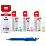 Canon GI 71 BLACK & 71 Small C/Y/M Ink Bottle (SET OF 4) with 3in1 Multi-Function Creative Mobile Phone Stand