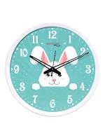 Random 12- inch Smiling Teddy Kids Round Shaped Wall Clock With Glass (Quartz Movement, White Frame)