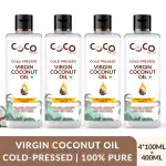 COCO CRUSH Virgin Coconut Oil| Cold Pressed, 100% Pure Natural| Hair, Body, Baby Massage (4*100 ml) | 400ml