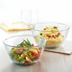 Borosil Basic Glass Mixing & Serving Bowls, Microwave Safe Bowls, Set of 2 (350 ml, 900 ml), Borosilicate Glass, Clear