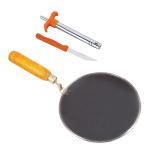 Kitchen Shopee Iron Tawa Roti/Chapati Tawa With Wooden Handle Iron/Loha/Lokhand Heavy Base Handmade 9 Inch 23 Cm Black Color Induction Bottom 1 Pes Gas Lighter