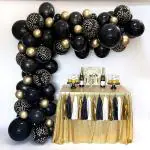 AMACO Black And Golden 30Th, 40Th, 50Th, 60Th Birthday Rubber Balloons Garland Arch Kit Decorations Set - 91 Pieces (Multi Color) (Black,Golden)