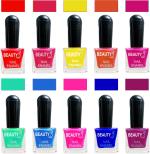 OUR Beauty Multicolor High Quality Quick Dry Long Lasting Hd Colors Nail Polish 2Feb2051, 80 ml (Set Of 10)