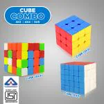 NHR Cube Combo 3x3 | 4x4 | 5x5, Stickerless 3D High Speed Cube, Rubik Puzzle Cube for Kids & Adults (Multicolor, Set of 3)