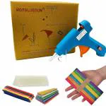 HOTGLUEGUN 20 WATT 7MM HOT MELT Glue Gun with Free 10 Transparent Glue Sticks & 20 Color Wooden Sticks