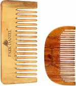 Park Daniel Detangler Neem Wooden Comb, 5.5 Inches And Handcrafted Wooden Beard Comb, 4 Inches (Combo Of 2)