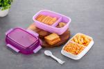 SELOVIA 3 Compartment Big Size Leak-Proof BPA Free Lunch Box 1000 ML with Spoon Tiffin Box for School Lunch Box Kids Women & Men Office Full Meal Easy to Carry (Pack of 1) (Purple)
