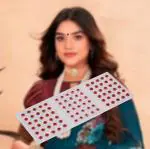 VAMA Red colour Round Shap Diamond Stone Sticker Bindi Tilak Sindoor Bindiya (5 CARDS)