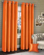 Modern Fab Orange Polyresin Geometric Grommet Door Curtain - 9 Feet (Pack Of 2)