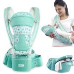 Babyhop Teal Baby Carrier With 3 Adjustable Position And Standalone Hip Seat For Toddler Kids (6-36M)