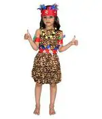 Kaku Fancy Dresses Tribal Dance Costume Multicolour For Girls - 3-4 Years - Polyester