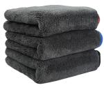 Auto Hub Heavy Microfiber Cloth for Car Cleaning and Detailing, Double Sided, Extra Thick Plush Microfiber Cloth Lint-Free, 800 GSM (Size 60cm x 40cm)/Pack of 3, Color:- Grey