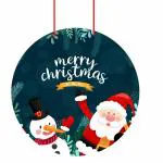 Webelkart Premium Merry Christmas Santa Clues and Family Printed Wall Hanging/Door Hanging for Home and Christmas Decorations Items ( 10 Inches)