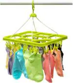 UrbanWare Urbanware folding clip hanger with 28 Clips/Pegs Baby Clothes Hanger Stand,Cloth Drying Plastic Dress Hanger For Dress