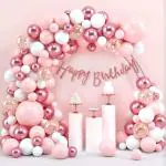 SPECIALYOU.IN Happy Birthday decoration items kit for girls with Pastel, Chrome, Rose Gold and confetti balloons for decoration, Birthday balloons for decoration, Birthday Decoration Kit - 57 items