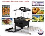 GLOWLIGHT UNIVERSAL ELECTRIC Barbeque Grill | Travel Essentials | Hut Shaped Barbeque with 8 Skewers Charcoal Grill Compact BBQ Black Iron Barbecue
