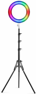 Webilla 10 Inch Rgb Ring Light With Tripod Stand And Phone Holder, Dimmable Led Ring Light 3 Light Mode Brightness Level 26 Rgb Color Dynamic Flash Changing Mode