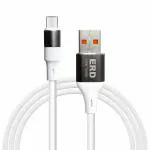 ERD UC-146 USB Type-C Turbo Charge Metal Data Cable, 120W Fast Charging, High-Speed Data Transfer, Durable, High Strength with 5mm OD cable, 1m Long, Compatible with Android Devices, Tablets, White