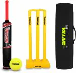 THE VILLAIN Plastic Cricket Bat (Full Size-Black) | Bat-Ball-Wicket & Cover | Pack of 4 Cricket Kit