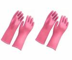 NEW INDIA FIRE TECH Cleaning Glove for Home cleaning Utensils cleaning Bathroom cleaning Gardening ,Pink pack of 2 pair