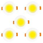 Fybros Yellow Zeno Junction Box Indoor Led Lights For Home - 3 Watts, 5 Pc