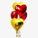 AMFIN (Pack of 5) 18 Inch Red & Gold Heart Shaped Balloons, Heart Shape Balloons for Decoration, Red Heart Balloons for Decoration, Gold Heart foil Balloons, Valentine Balloons - Red & Gold