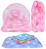 Toddylon New Born Baby Bedding Set Combo Mattress with Net Sleeping Bag & Nappy Changing Mat Sheets