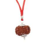 Feel Touch Mart Nepal Brown Bead 14 Mukhi Rudraksha with Silver Pendant & Thread by Lab Certified
