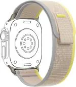 SwapME Braided Nylon Woven Solo Loop Stretchy Adjustable Pull Tab Smart Watch Straps for Apple Watch Band Ultra 49 mm, 45 mm (Yellow)