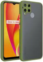 Rawat Realme C15 Militray Green Rubber, Plastic Shock Proof Back Cover