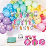 Festiko Happy Easter Party Decorations (105 Pcs), Happy Easter Decorations Multicolor, Spring Themed Party Favors, Easter Day Home Decor Combo Banner, Multicolor Balloons, Fairy Lights