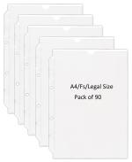 Shining Zon PVC Margin Punch Folder File Plastic Sheet Extra Thick Sleeves Folder File for Fs Size Document Certificate with 2 Punch Holes & Tab Cut Transparent (Pack of 90)